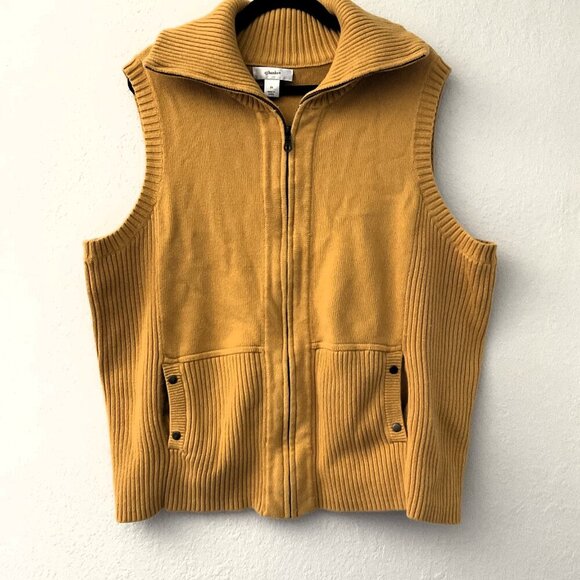 VINTAGE CJ BANKS RIBBED KNIT MOCK NECK VEST POCKETS - Picture 2 of 10